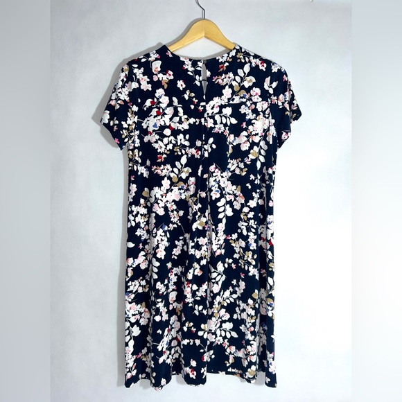 J. Jill Wearever Collection Navy Floral Midi Soft T-Shirt Women’s‎ Dress Medium - Picture 7 of 14